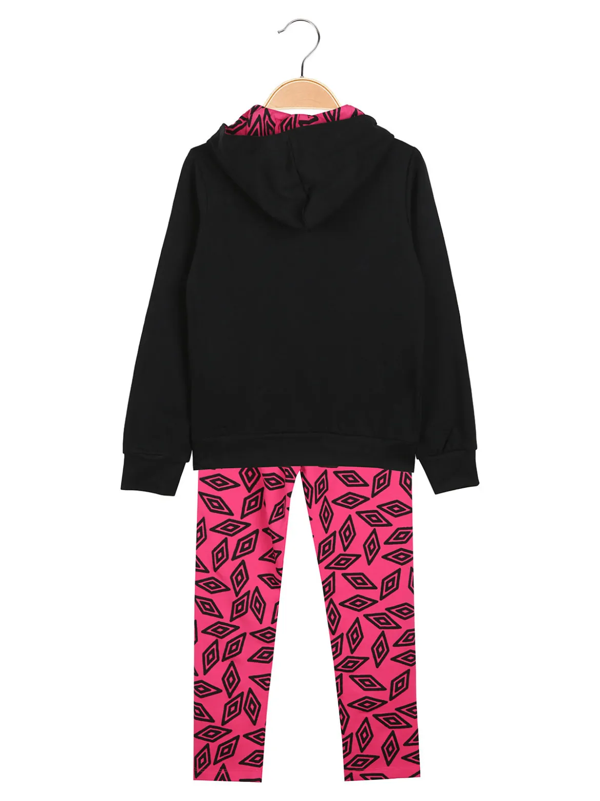 Umbro Completo tuta da ragazza con cappuccio e leggings con logo - nero