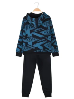 Umbro Completo tuta logo 2 pezzi con cappuccio e interno felpato - blu
