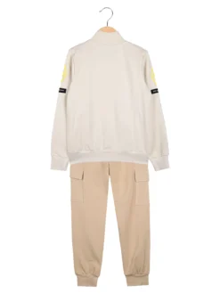 Umbro Completo tuta 2 pezzi da bambino full zip con pantaloni cargo - beige