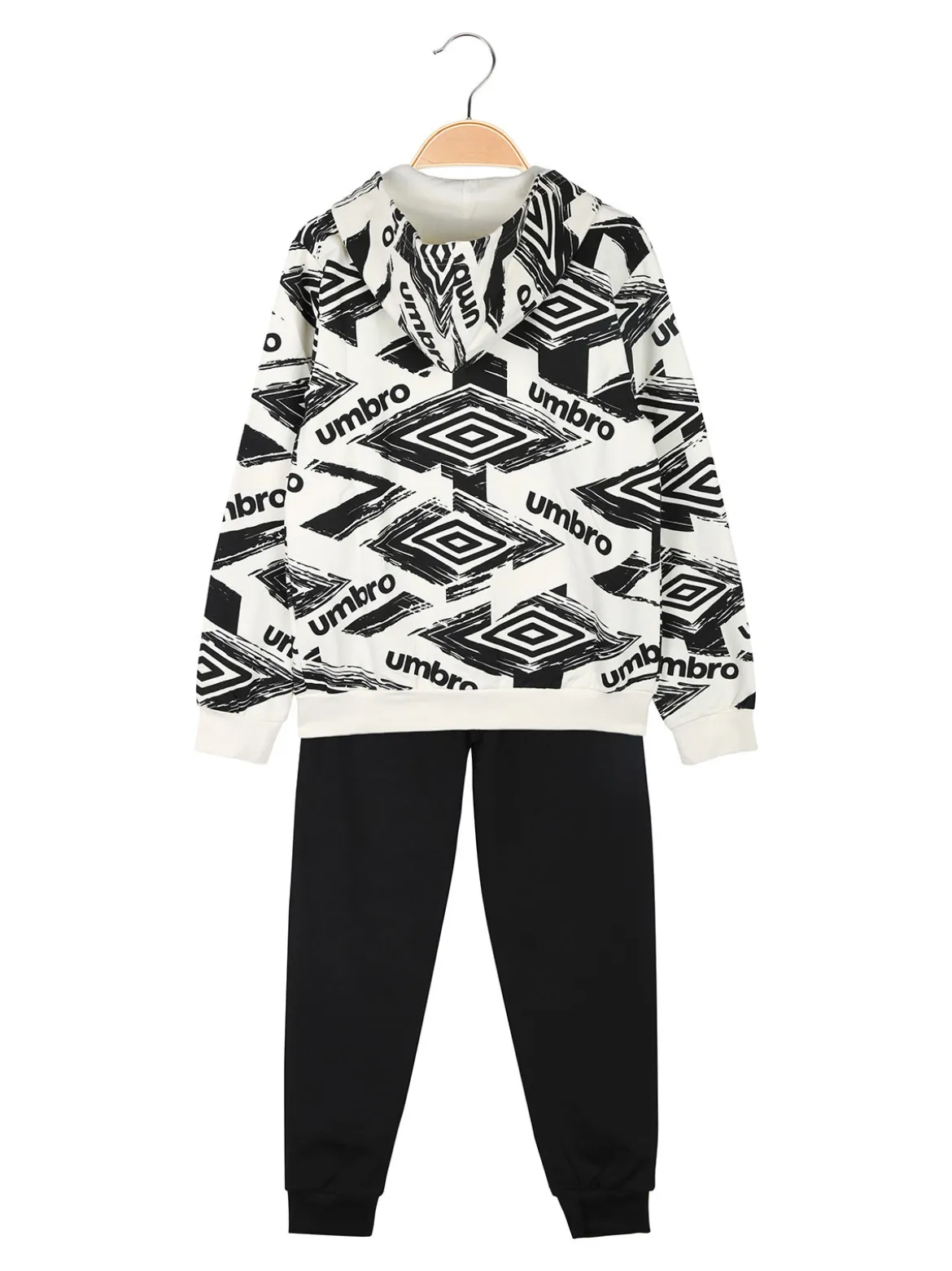 Umbro Completo tuta 2 pezzi da ragazzo con cappuccio e zip - panna