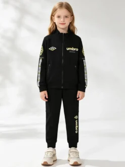 Umbro Completo tuta 2 pezzi da ragazzo full zip con pantaloni cargo - nero