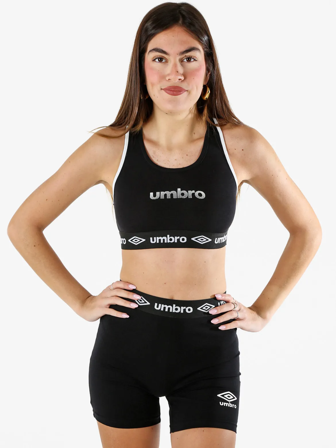 Umbro Top sportivo da donna con logo in cotone elasticizzato - bianco