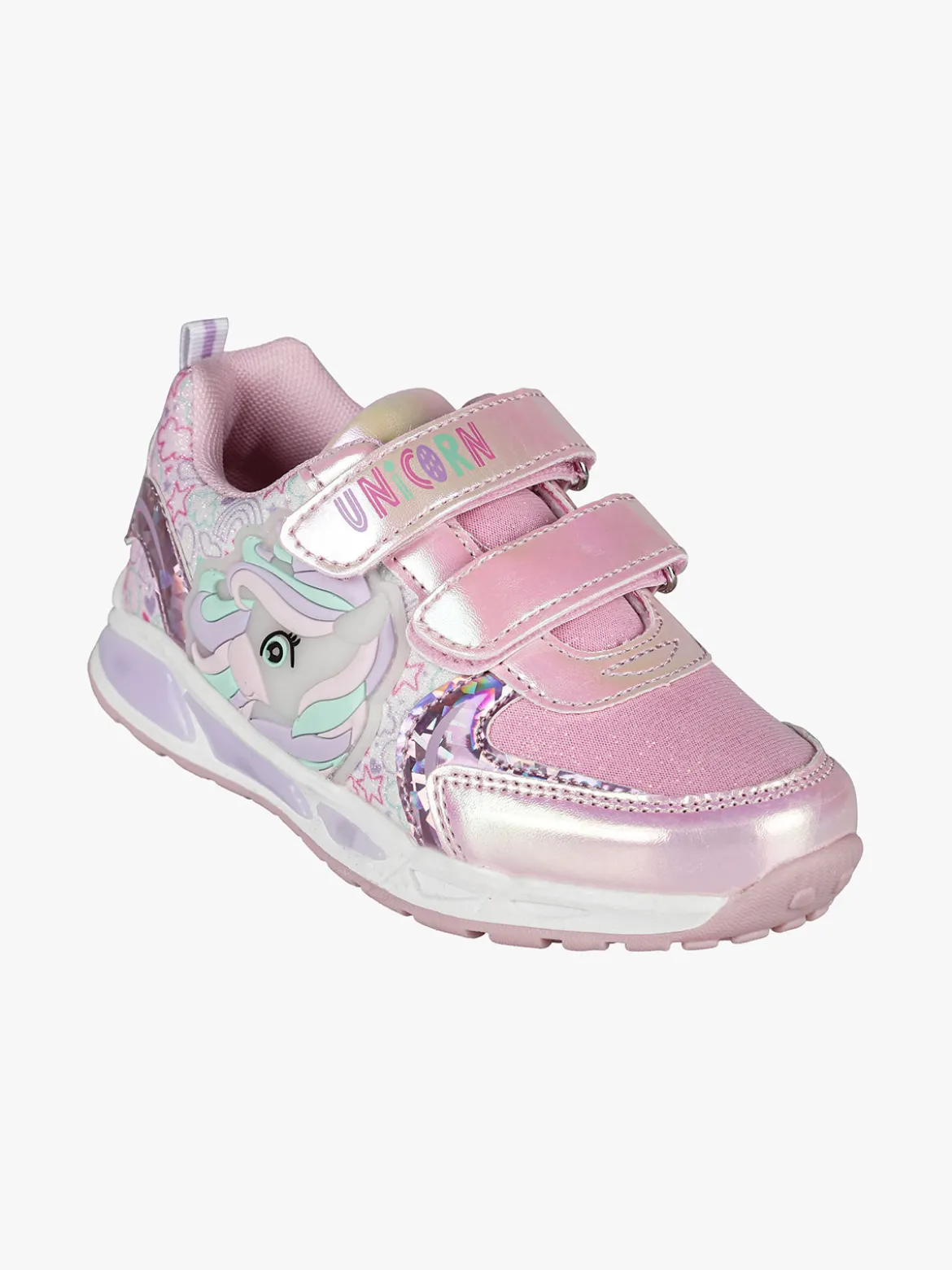 Unicorn Sneakers da bambina con luci e chiusura a strappo