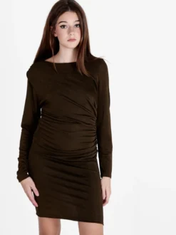 Unique Abito donna drappeggiato a tubino con maniche lunghe