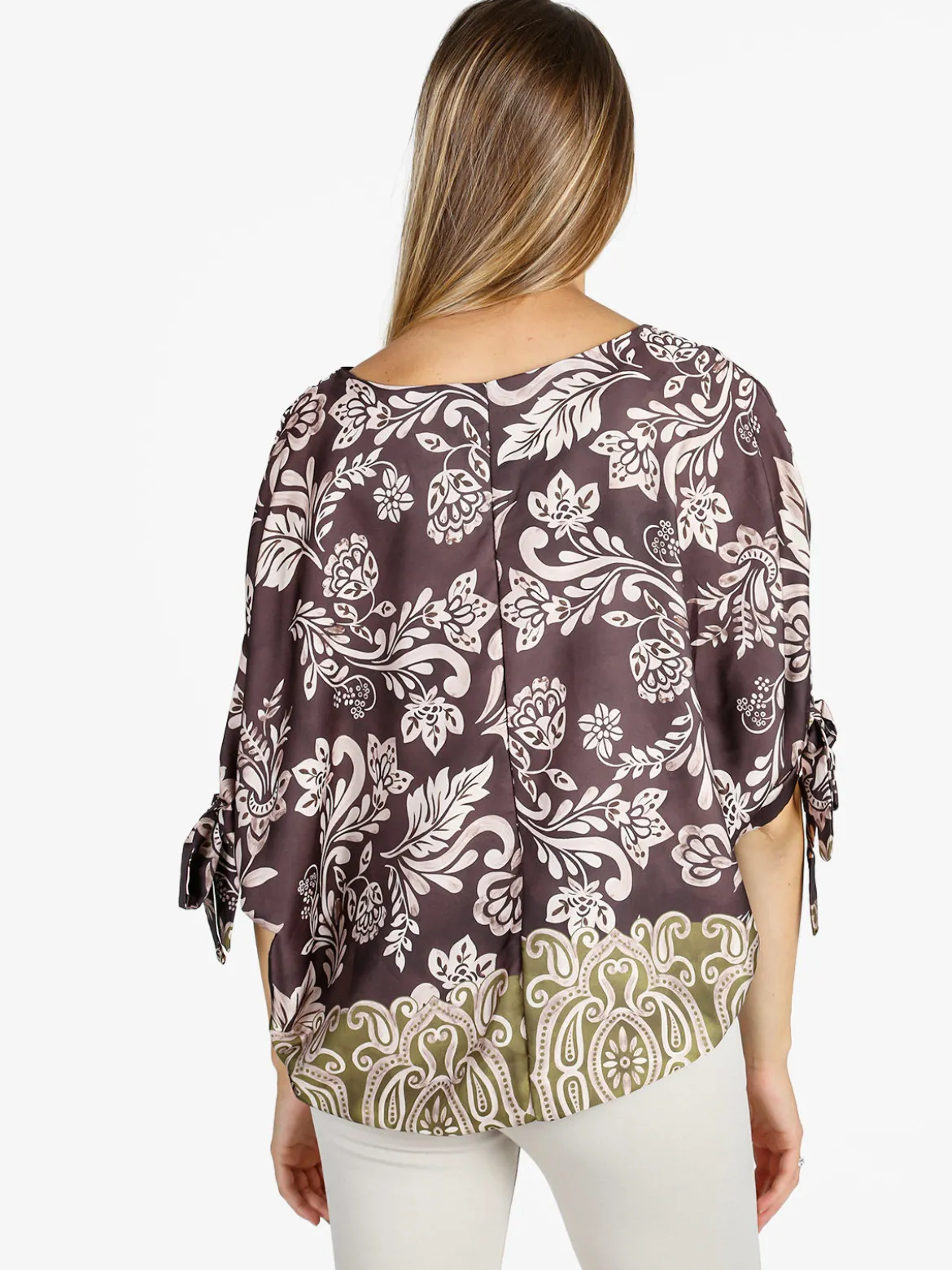 Unique Blusa donna a maniche corte a pipistrello - marrone