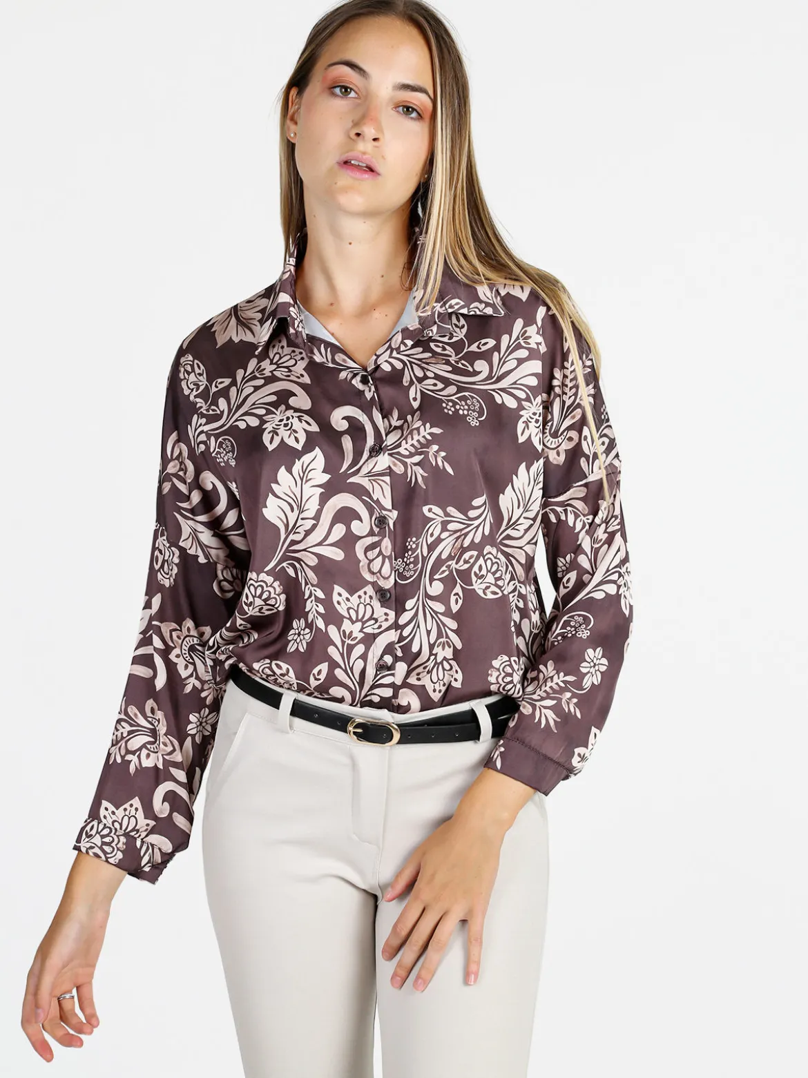 Unique Camicia donna a fantasia - marrone
