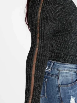 Unique Maglia donna a maniche lunghe annodata sul davanti