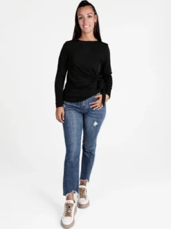 Unique Maglia donna a maniche lunghe annodata sul davanti