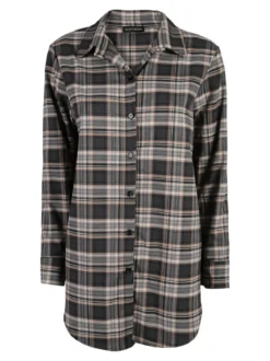 Unique Maxi camicia donna oversize a quadri - grigio scuro