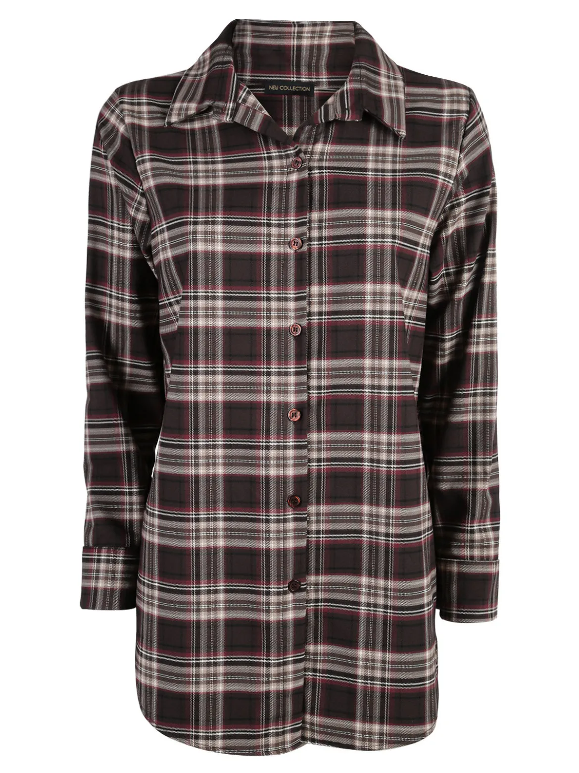 Unique Maxi camicia donna oversize a quadri - moro