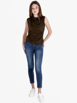 Unique Top donna drappeggiato con scollo a cascata