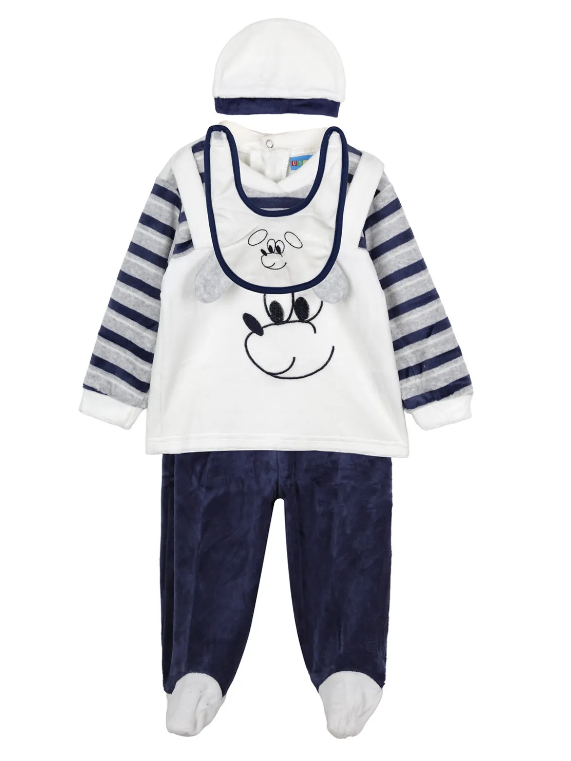 Urchin Completo lungo da neonato in ciniglia con accessori - grigio