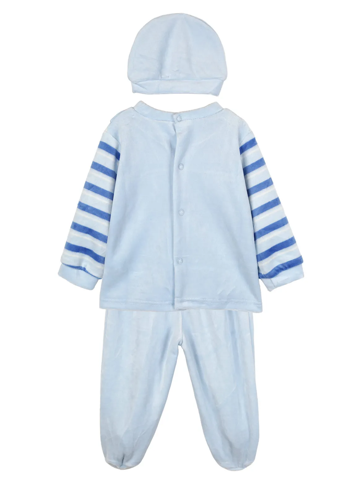 Urchin Completo lungo da neonato in ciniglia con accessori - azzurro