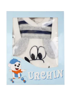 Urchin Completo lungo da neonato in ciniglia con accessori - azzurro