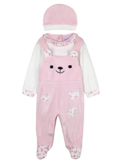 Urchin Tutina da neonata in ciniglia con accessori coordinati - rosa