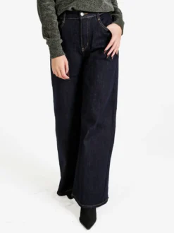Vale Denim Jeans donna a gamba larga - nero