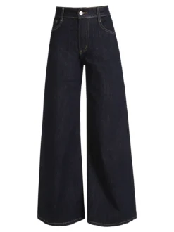 Vale Denim Jeans donna a gamba larga - nero