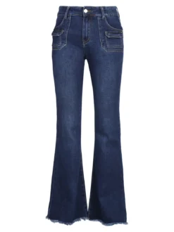 Vale Denim Jeans donna con tasche in vita e finale a zampa sfrangiato