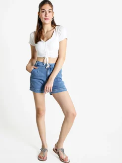 Vale Denim Shorts in jeans da donna a vita alta