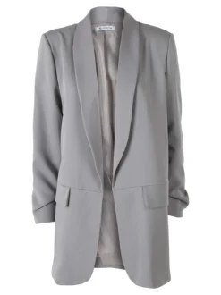 Vanita Blazer donna aperto con maniche arricciate - grigio