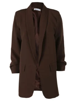 Vanita Blazer donna aperto con maniche arricciate - moro