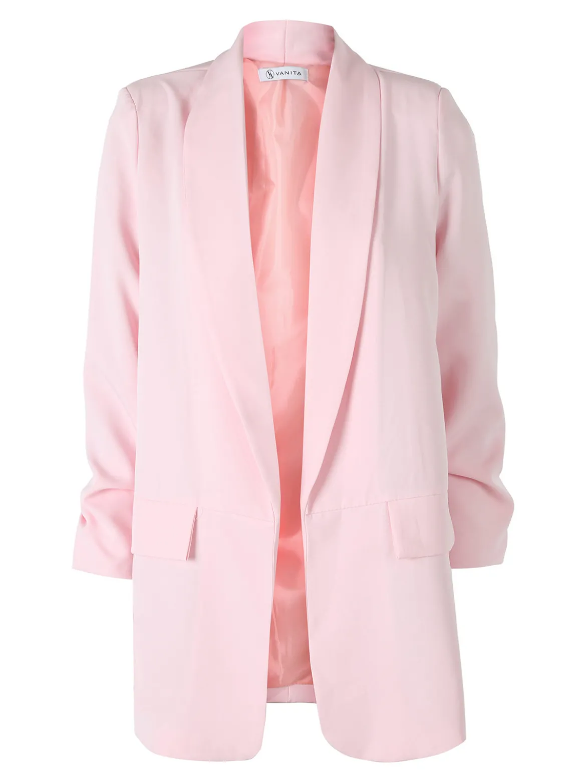 Vanita Blazer donna aperto con maniche arricciate - rosa