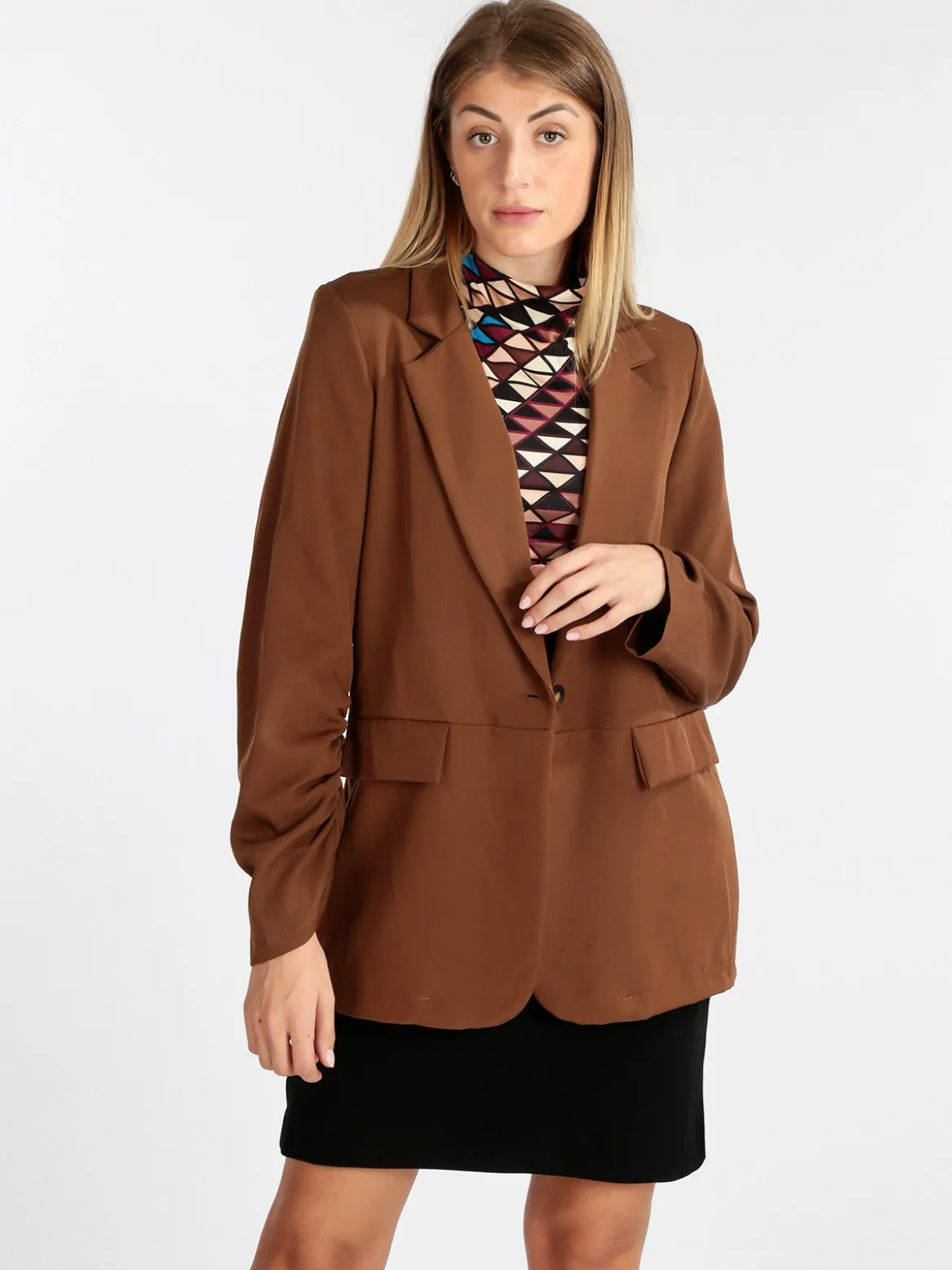 Vanita Blazer donna con maniche arricciate