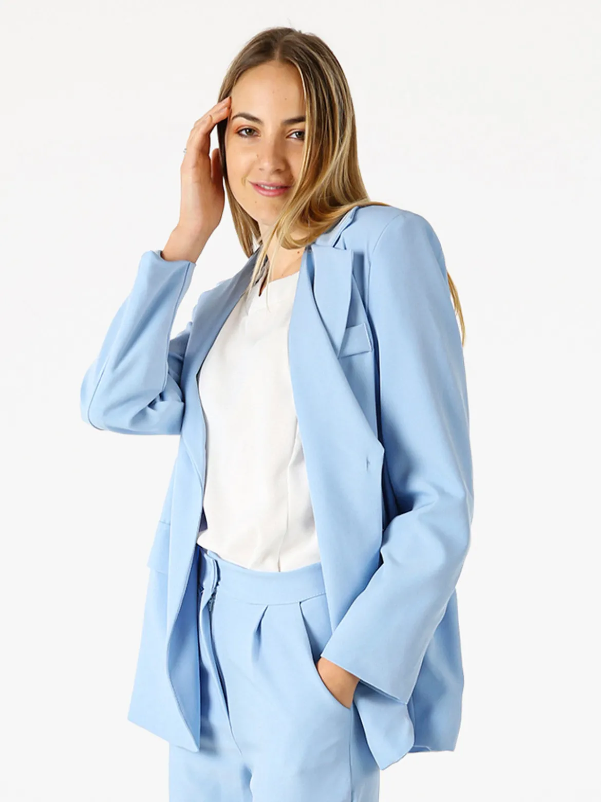 Vanita Blazer donna oversize con bottone - azzurro