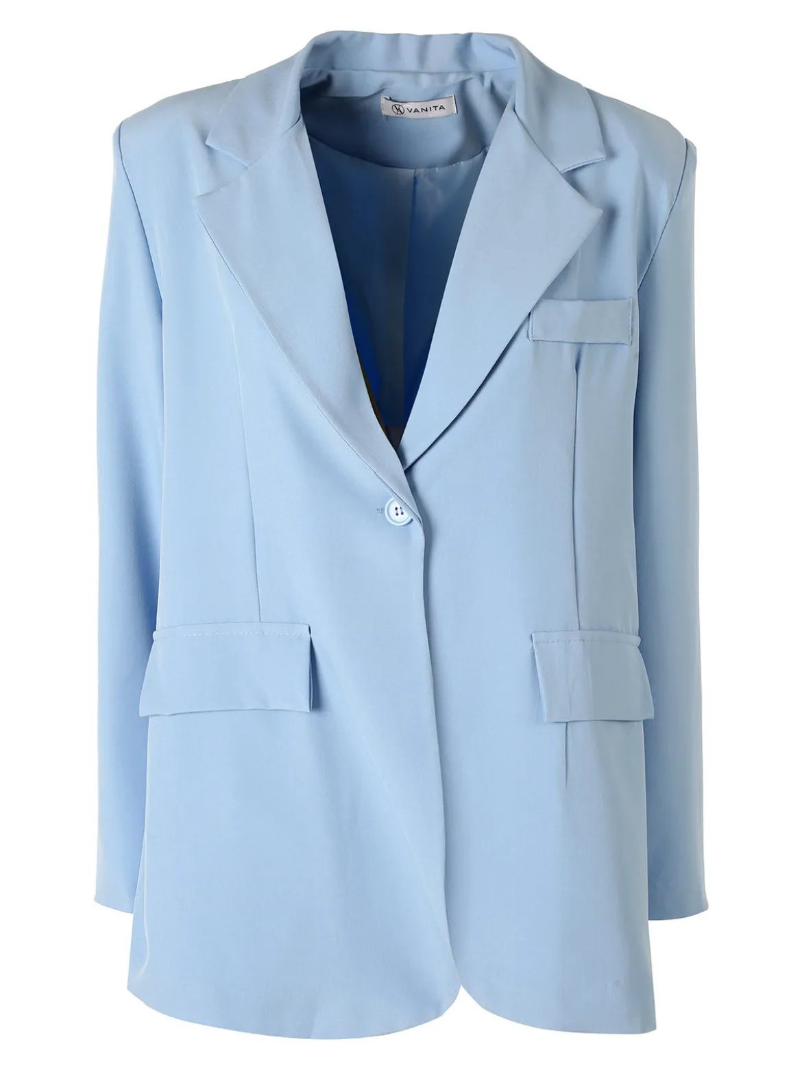 Vanita Blazer donna oversize con bottone - azzurro