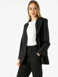 Vanita Blazer donna oversize con bottone - nero
