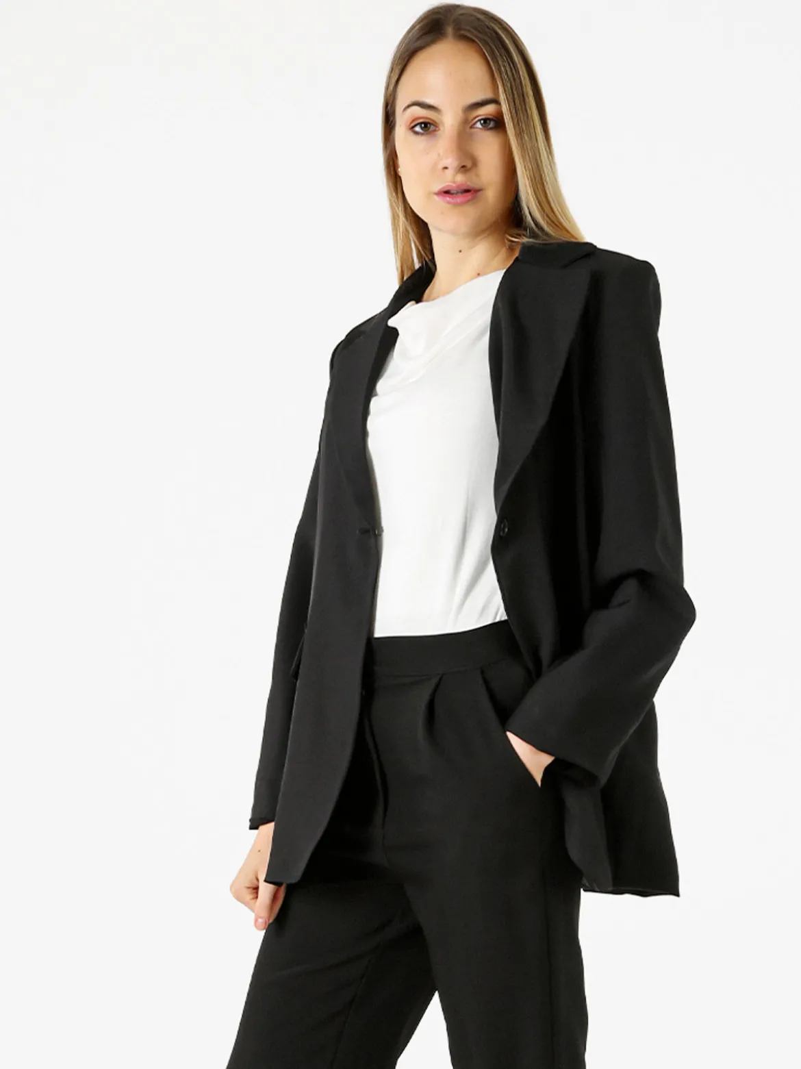 Vanita Blazer donna oversize con bottone - nero