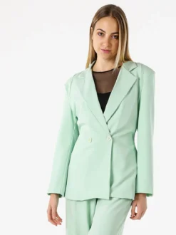 Vanita Blazer elegante da donna a doppiopetto con bottoni - acqua marina