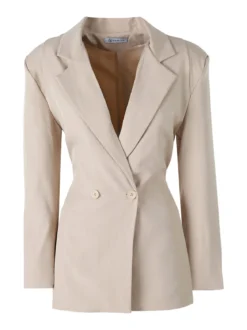 Vanita Blazer elegante da donna a doppiopetto con bottoni - beige