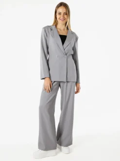 Vanita Blazer elegante da donna a doppiopetto con bottoni - grigio