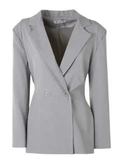 Vanita Blazer elegante da donna a doppiopetto con bottoni - grigio