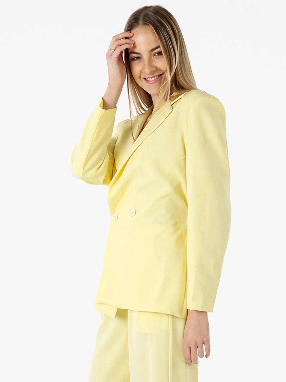 Vanita Blazer elegante da donna a doppiopetto con bottoni - giallo