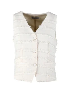 Vanita Gilet donna con dettagli sfrangiati - beige
