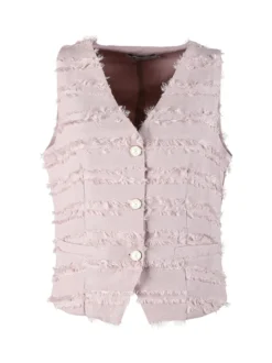 Vanita Gilet donna con dettagli sfrangiati - rosa