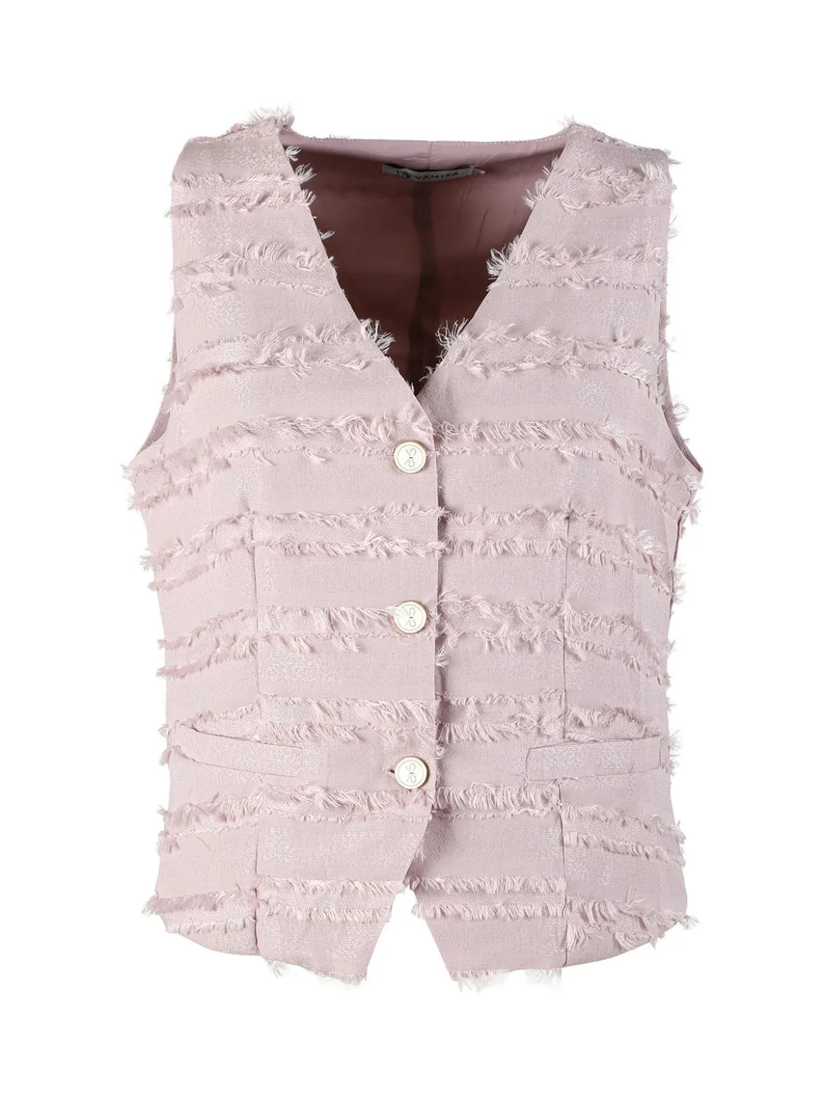 Vanita Gilet donna con dettagli sfrangiati - rosa