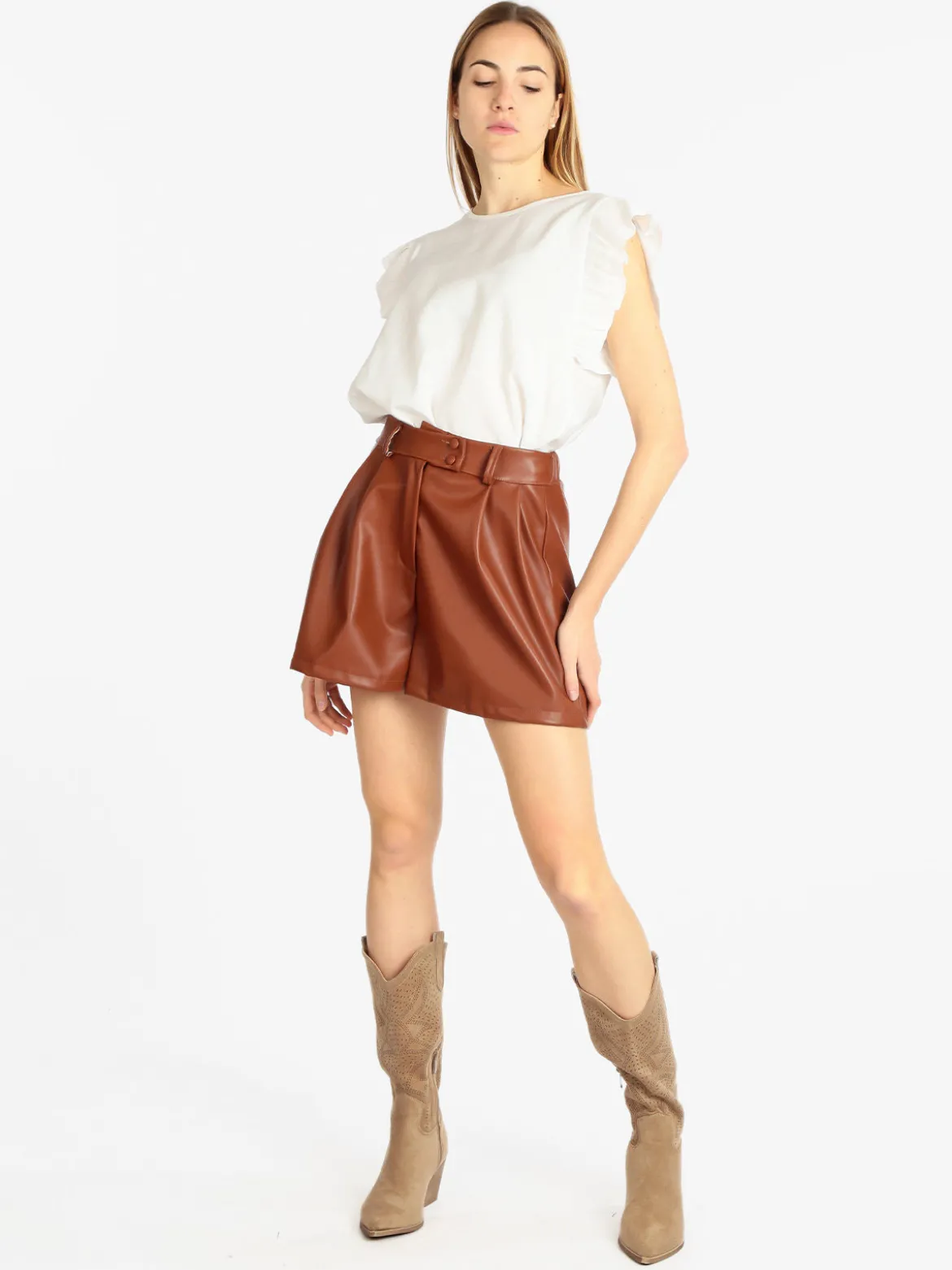 Vanita Shorts da donna in ecopelle