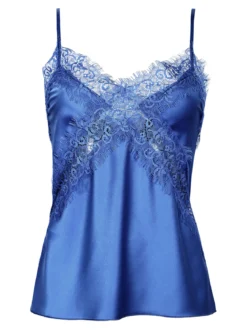 Vanita Top donna effetto raso con pizzo
