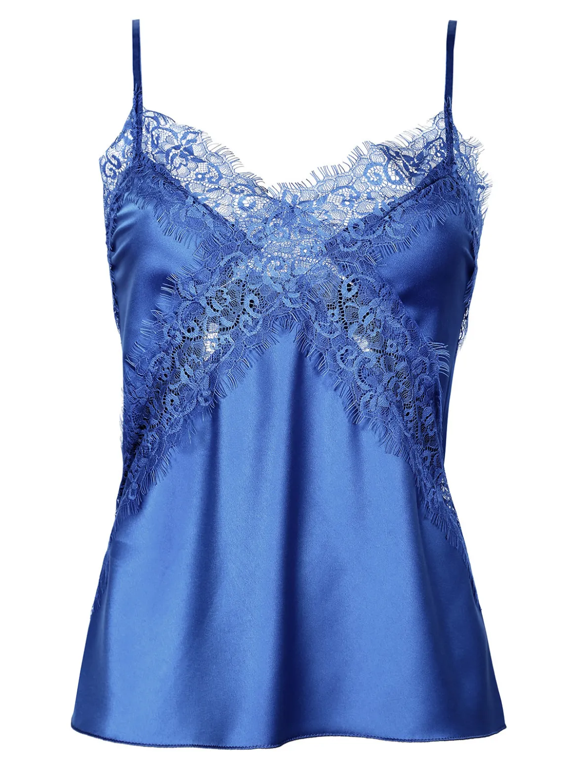 Vanita Top donna effetto raso con pizzo