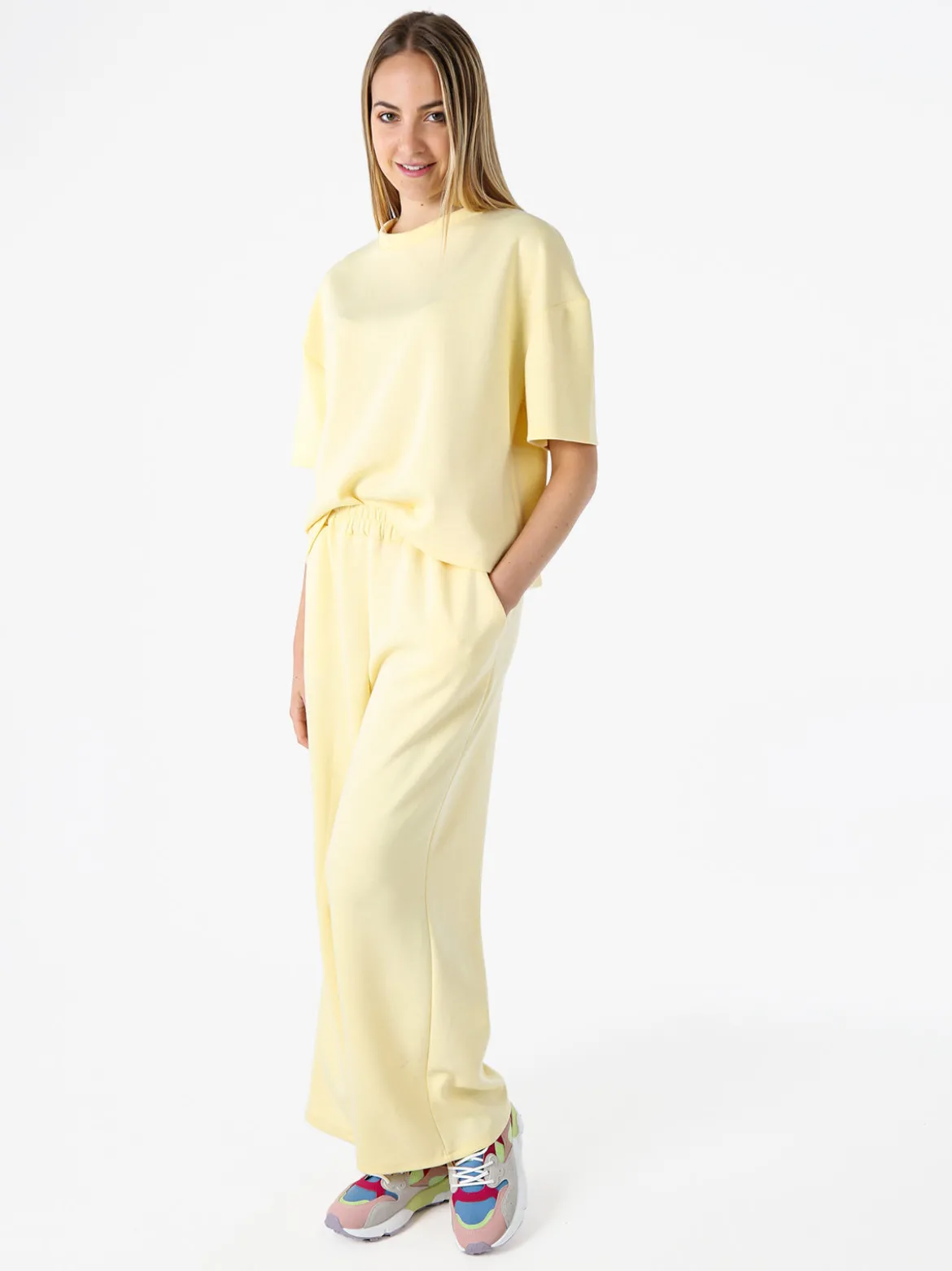 Vanita T-shirt donna oversize in felpa - giallo