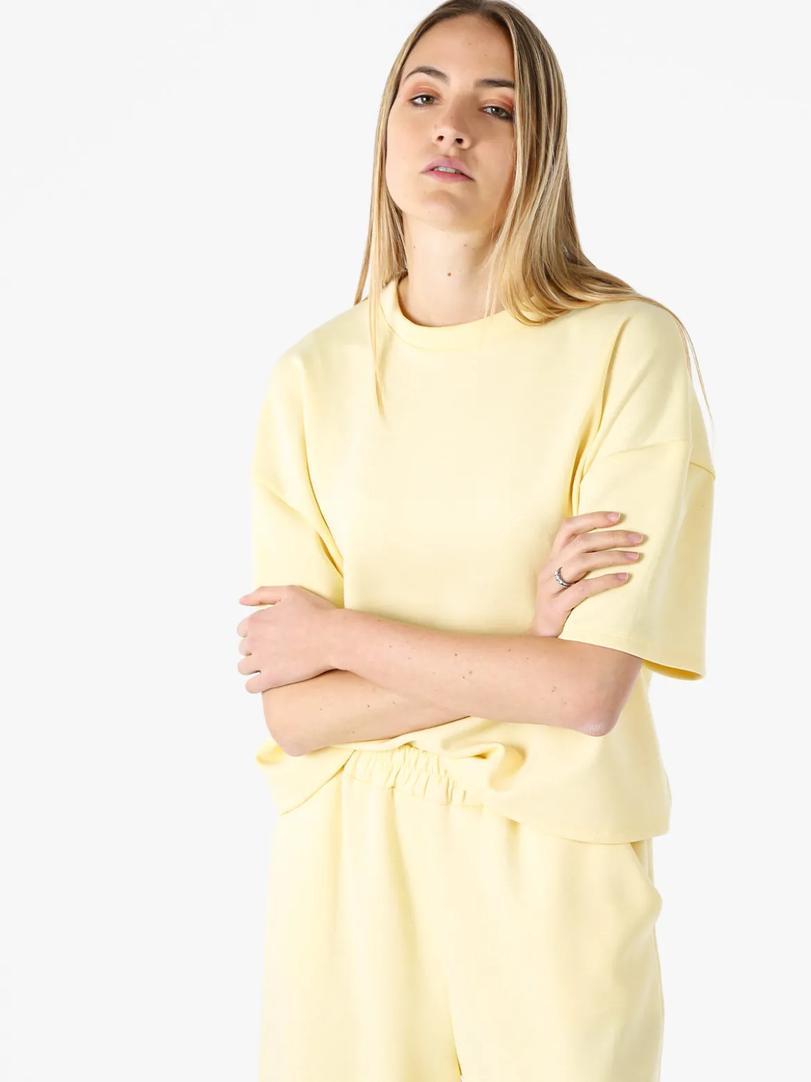 Vanita T-shirt donna oversize in felpa - giallo