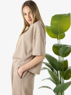 Vanita T-shirt donna oversize in felpa - marrone