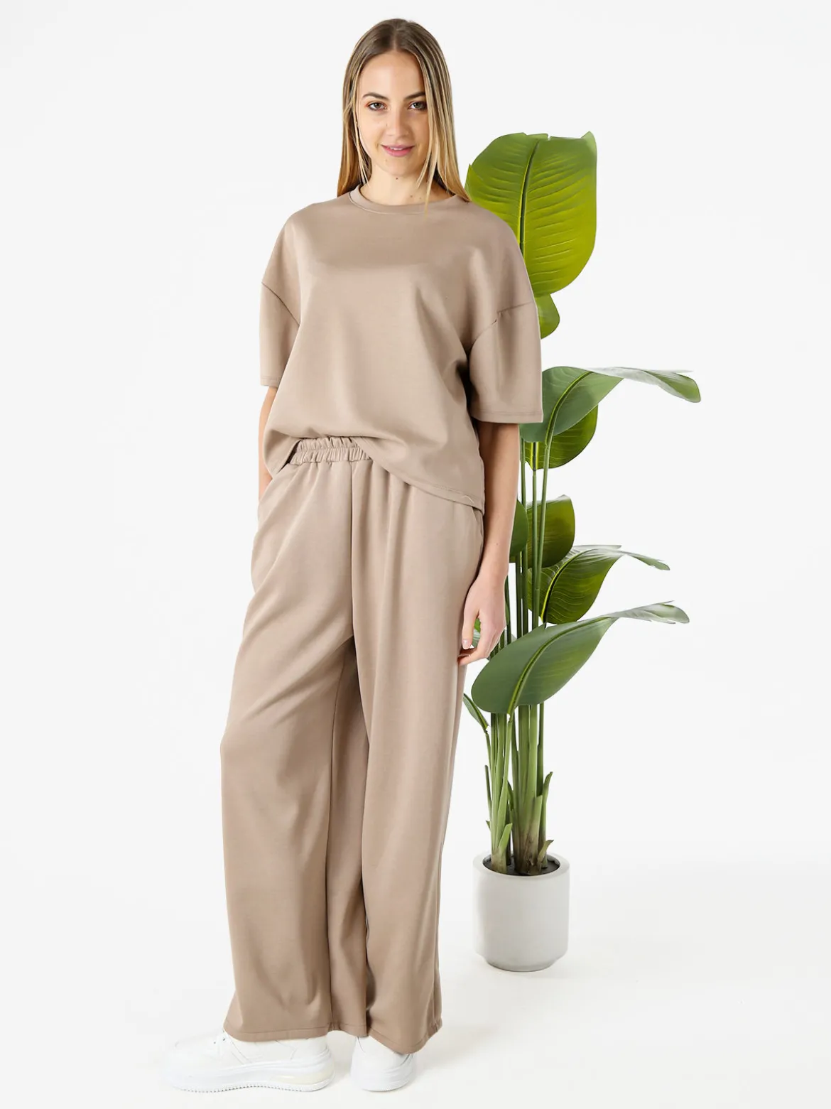 Vanita T-shirt donna oversize in felpa - marrone