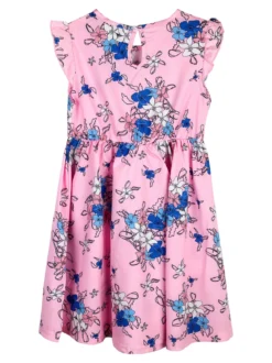 Vanity Girl'S Vestito da bambina floreale con maniche corte a volant