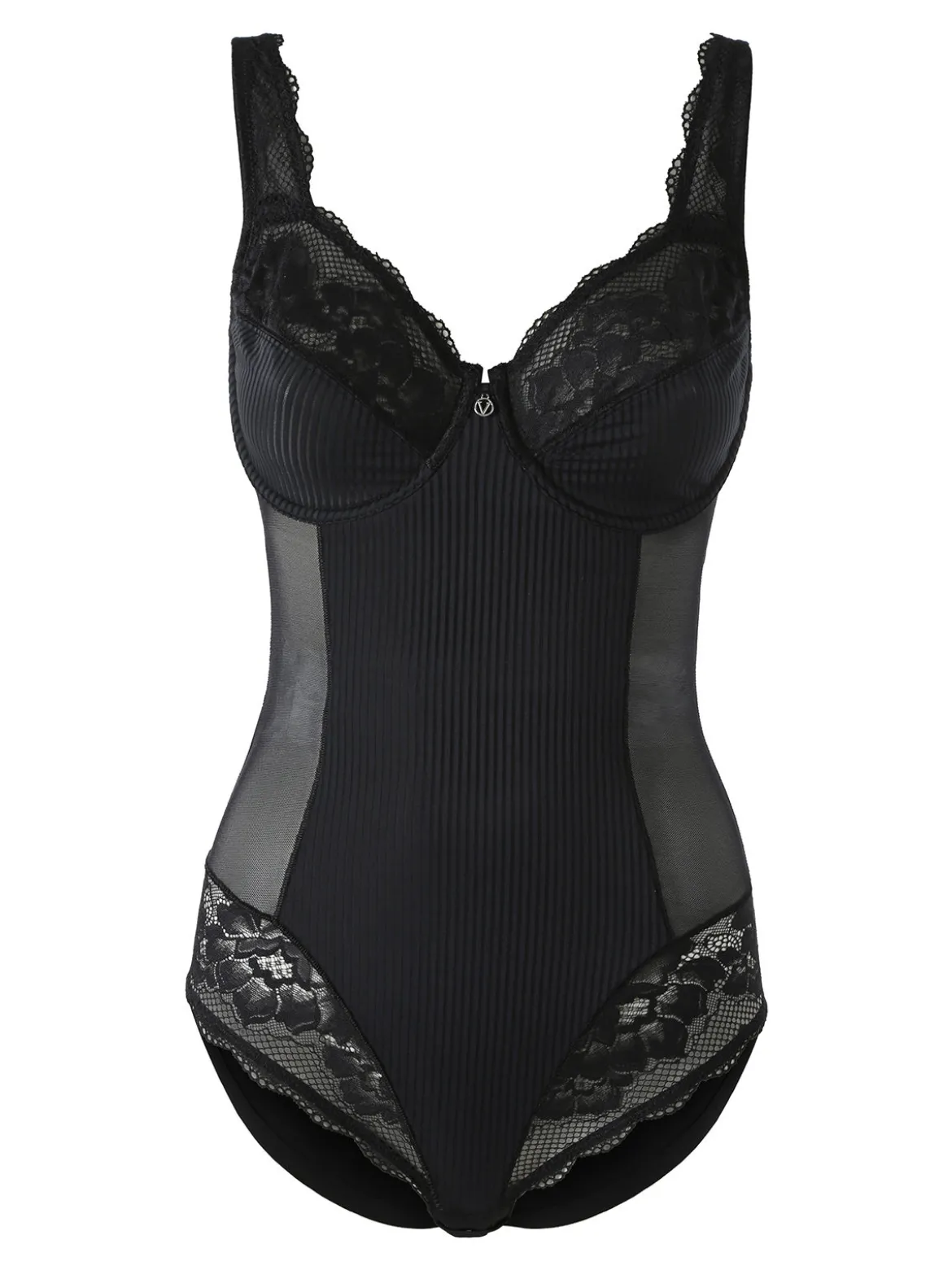 Verde Veronica AR42 Body donna con pizzo coppa D con ferretto - nero