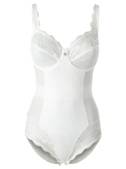 Verde Veronica AR42 Body donna con pizzo coppa D con ferretto - panna