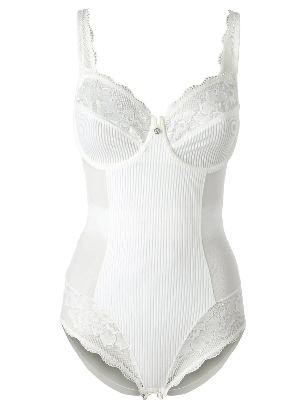 Verde Veronica AR42 Body donna con pizzo coppa D con ferretto - panna